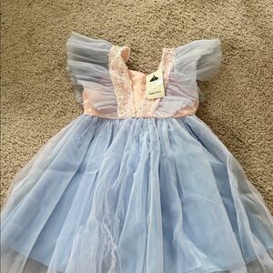 Elegant Blue and Pink Kids Formal Dress